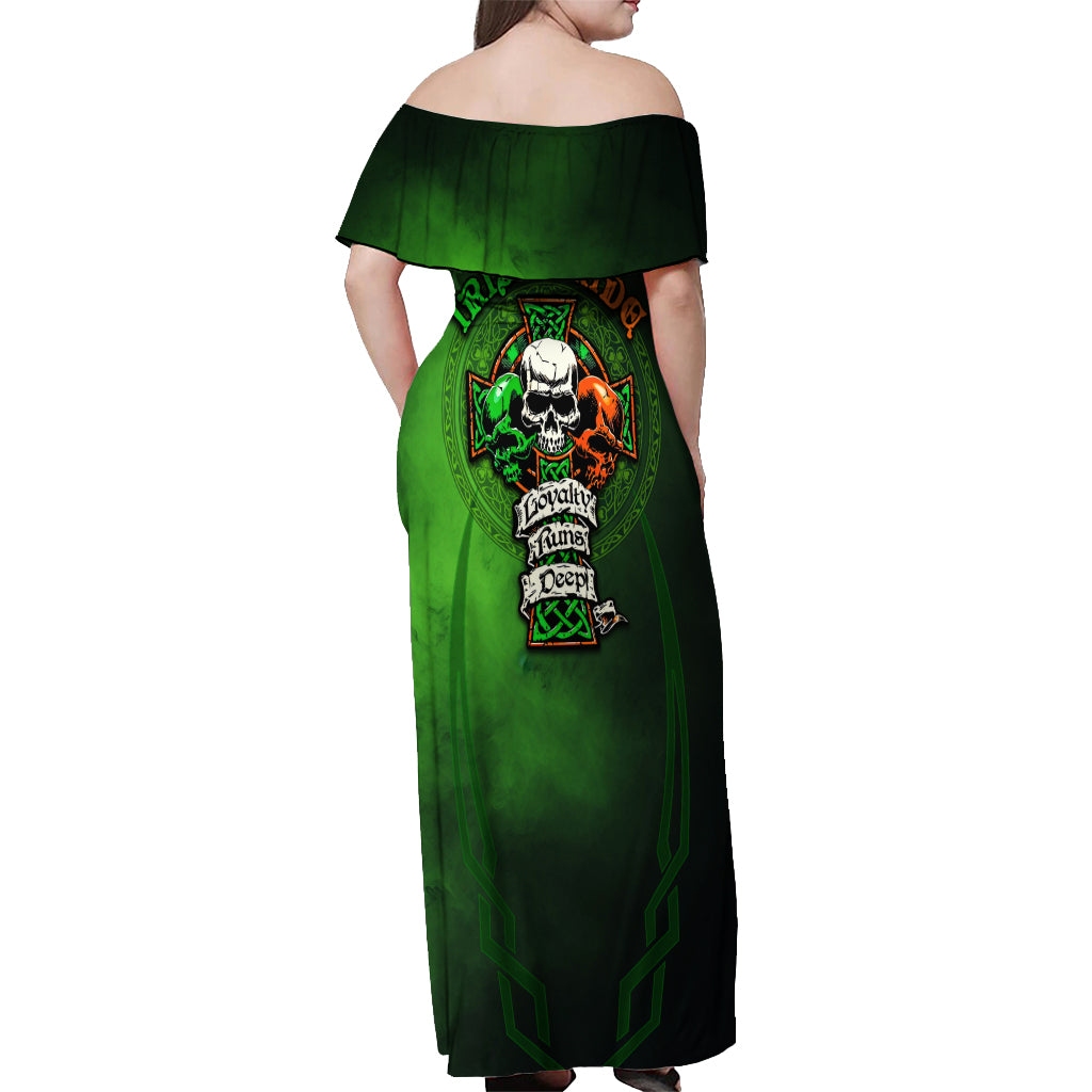 Irish Pride - Skull Cross Mix Off Shoulder Maxi Dress - Wonder Print Shop