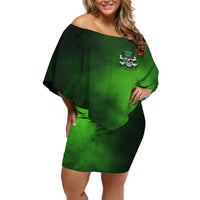 Irish Pride - Skull Cross Mix Off Shoulder Short Dress - Wonder Print Shop