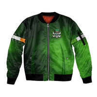 Irish Pride - Skull Cross Mix Sleeve Zip Bomber Jacket - Wonder Print Shop