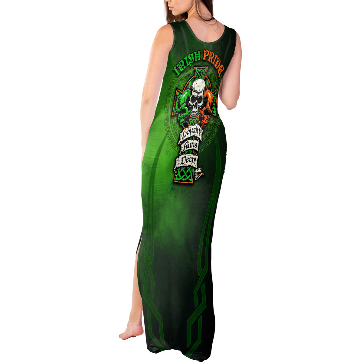Irish Pride - Skull Cross Mix Tank Maxi Dress - Wonder Print Shop