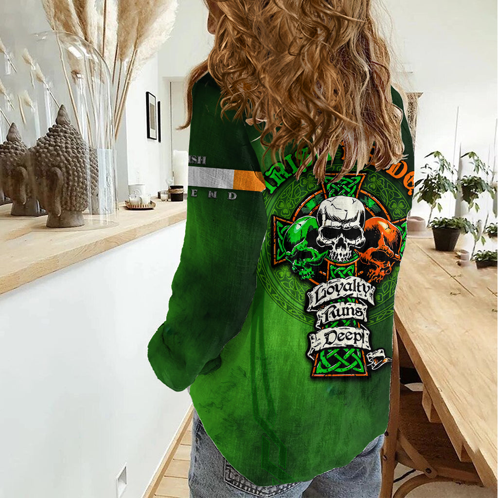 Irish Pride - Skull Cross Mix Women Casual Shirt - Wonder Print Shop
