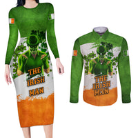 The Irish Man Couples Matching Long Sleeve Bodycon Dress and Long Sleeve Button Shirt - Wonder Print Shop