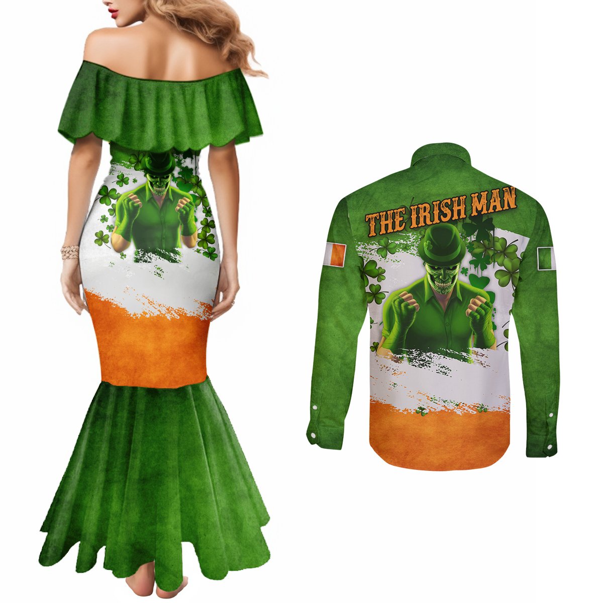 The Irish Man Couples Matching Mermaid Dress and Long Sleeve Button Shirt
