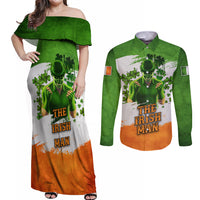 The Irish Man Couples Matching Off Shoulder Maxi Dress and Long Sleeve Button Shirt - Wonder Print Shop