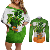 The Irish Man Couples Matching Off Shoulder Short Dress and Long Sleeve Button Shirt - Wonder Print Shop