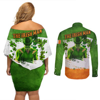 The Irish Man Couples Matching Off Shoulder Short Dress and Long Sleeve Button Shirt - Wonder Print Shop