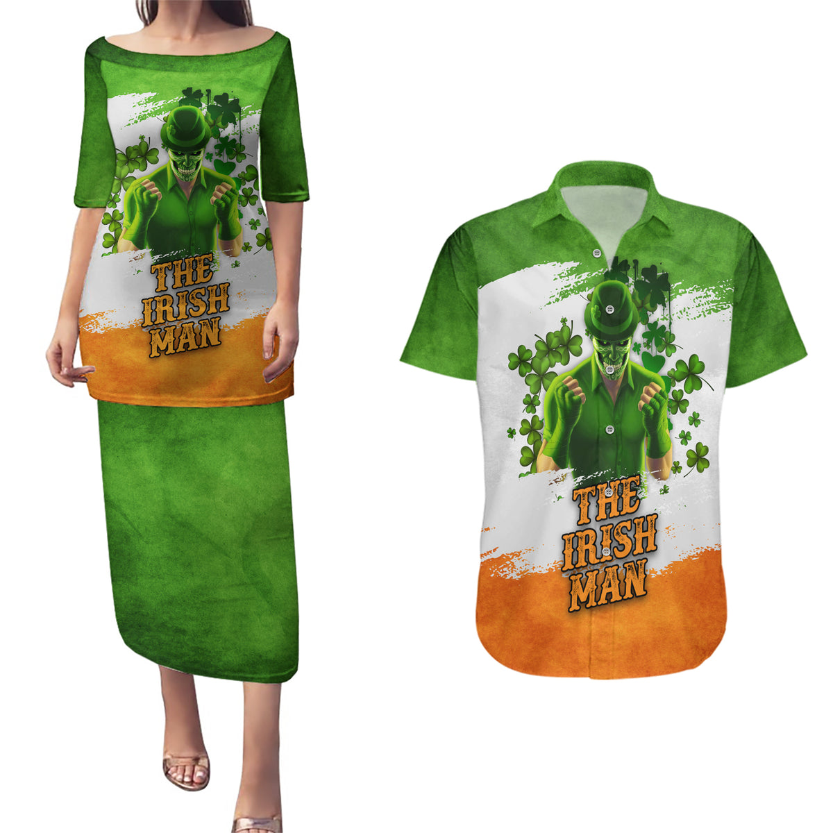The Irish Man Couples Matching Puletasi and Hawaiian Shirt - Wonder Print Shop