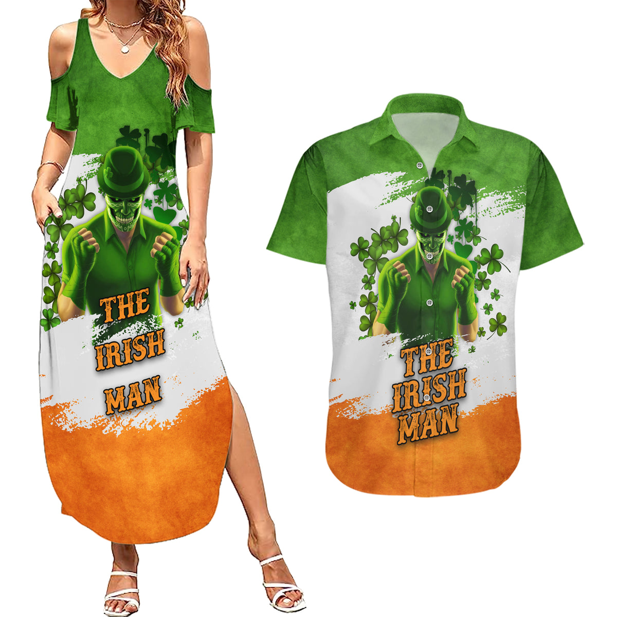 The Irish Man Couples Matching Summer Maxi Dress and Hawaiian Shirt - Wonder Print Shop