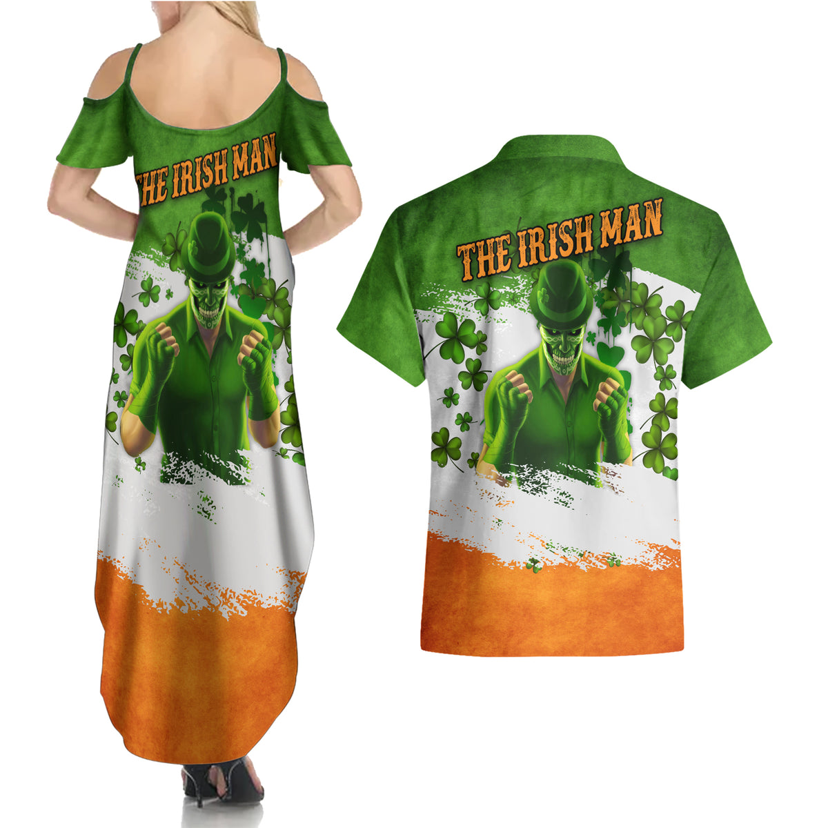 The Irish Man Couples Matching Summer Maxi Dress and Hawaiian Shirt - Wonder Print Shop