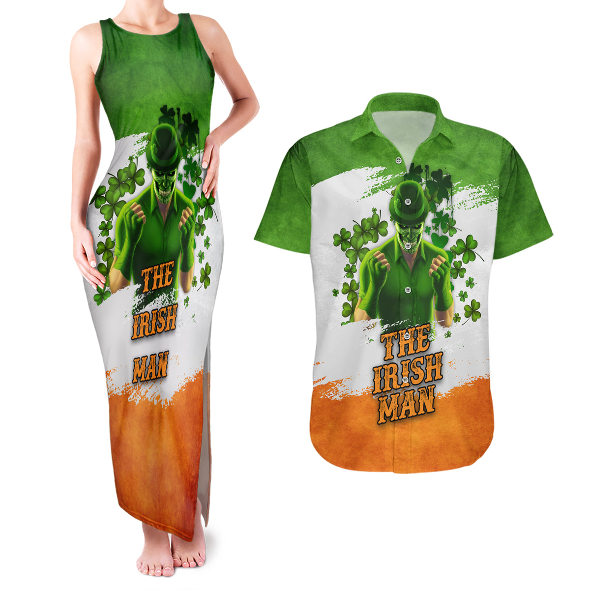 The Irish Man Couples Matching Tank Maxi Dress and Hawaiian Shirt - Wonder Print Shop