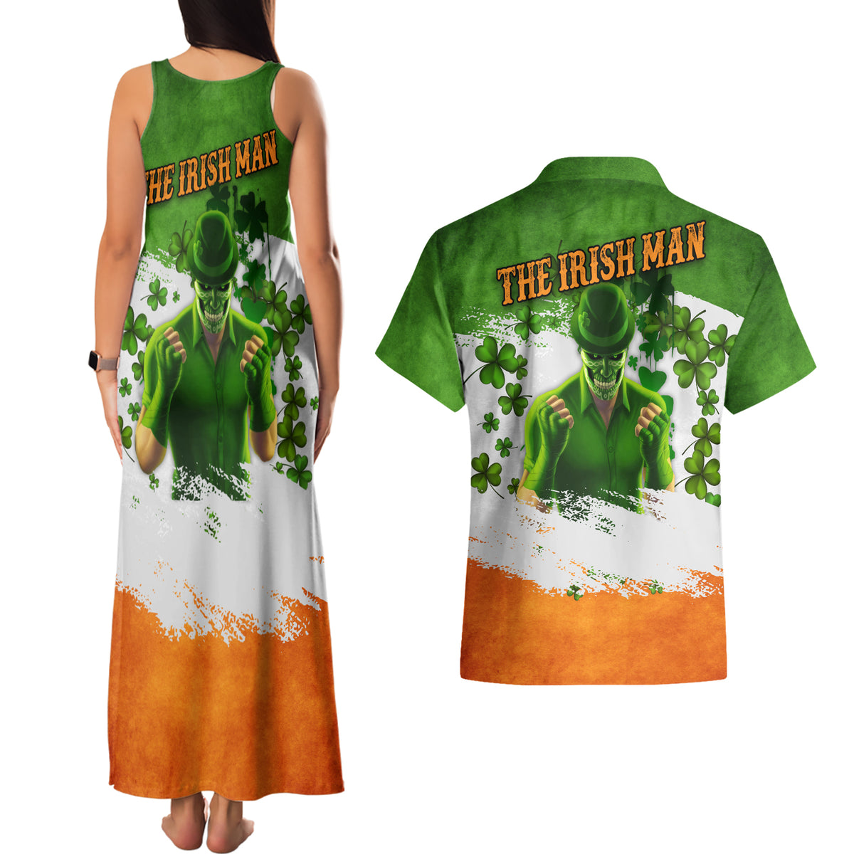 The Irish Man Couples Matching Tank Maxi Dress and Hawaiian Shirt - Wonder Print Shop