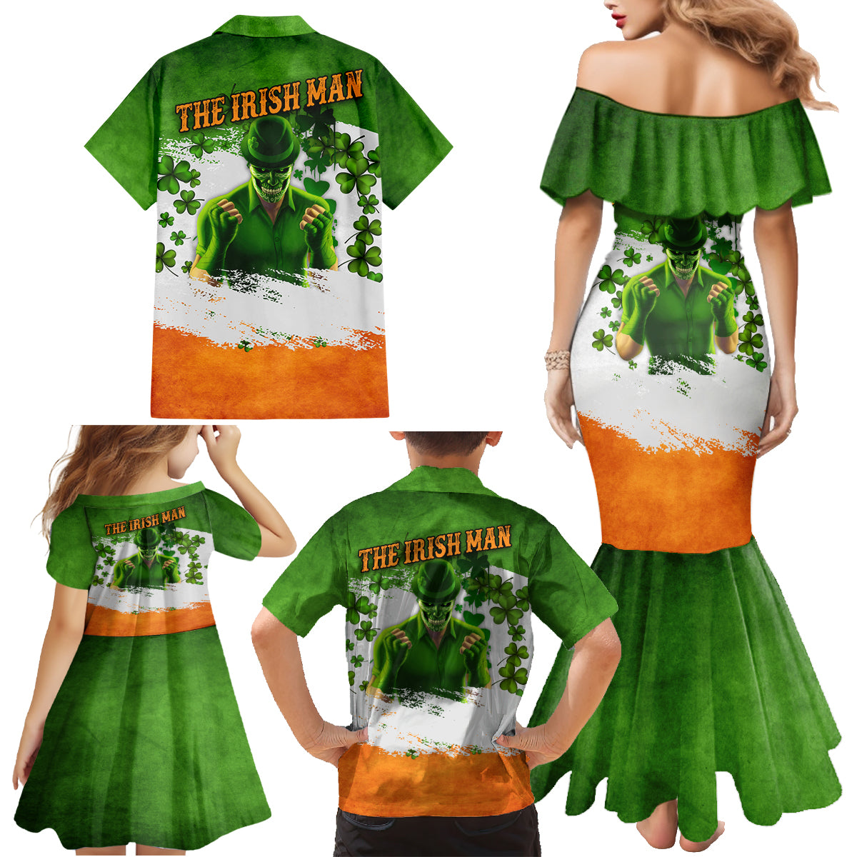 The Irish Man Family Matching Mermaid Dress and Hawaiian Shirt - Wonder Print Shop