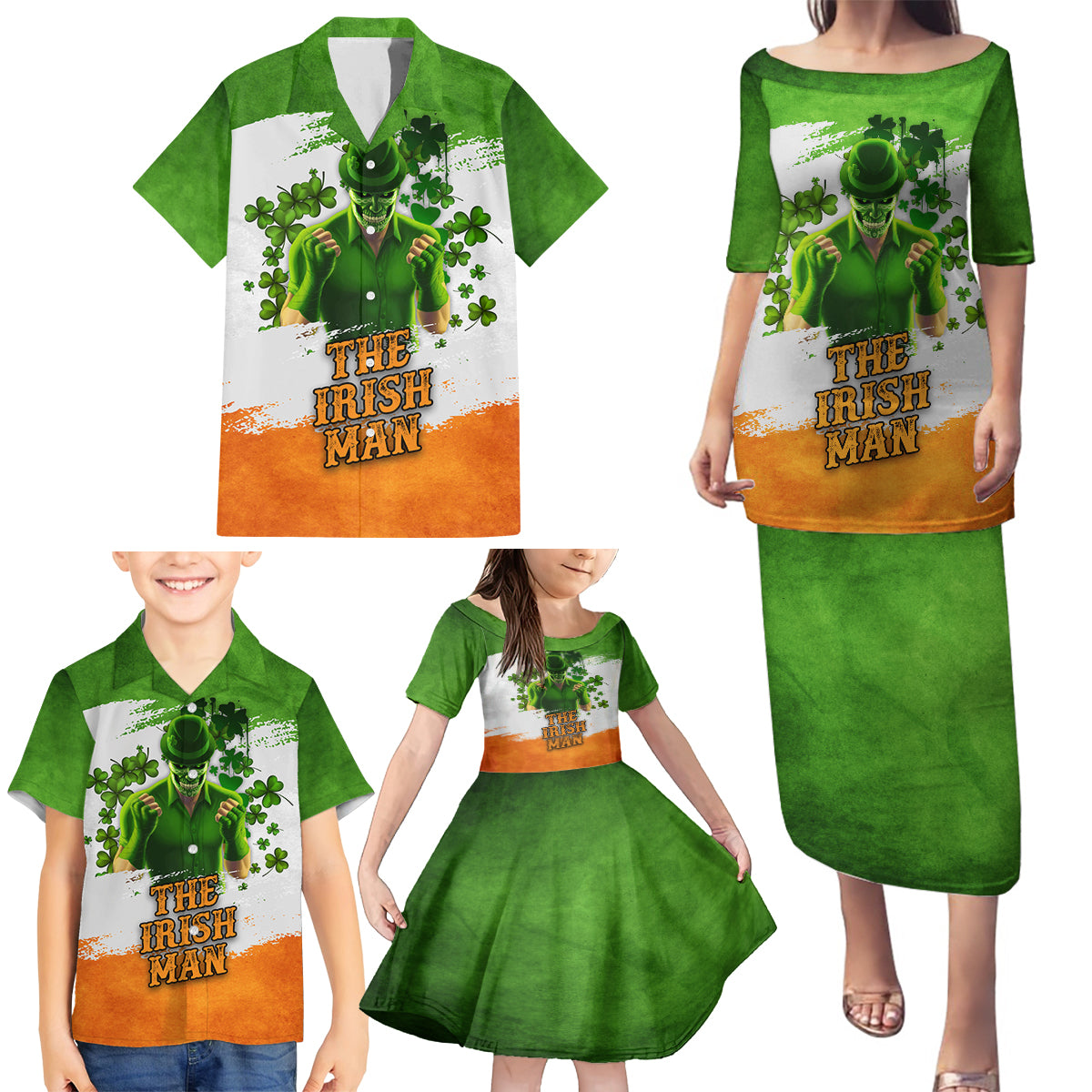 The Irish Man Family Matching Puletasi and Hawaiian Shirt - Wonder Print Shop