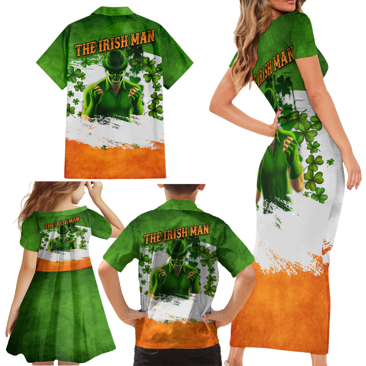 The Irish Man Family Matching Short Sleeve Bodycon Dress and Hawaiian Shirt - Wonder Print Shop