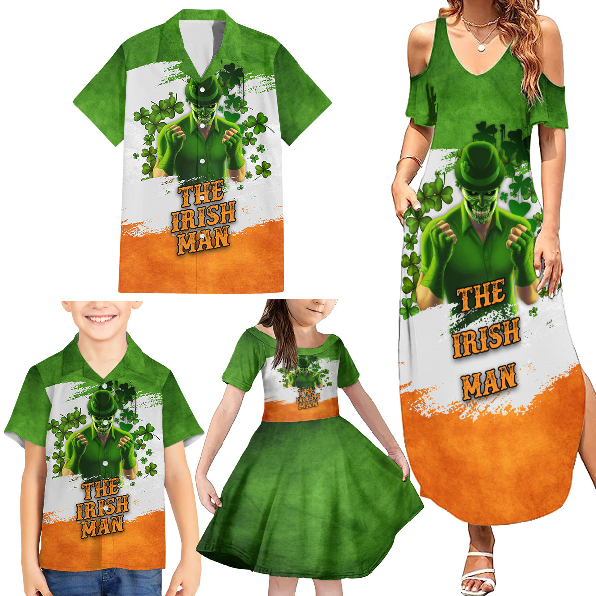 The Irish Man Family Matching Summer Maxi Dress and Hawaiian Shirt - Wonder Print Shop