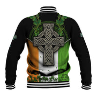 Irish Cross Mix With Shamrock Floral And Flag Baseball Jacket - Wonder Print Shop