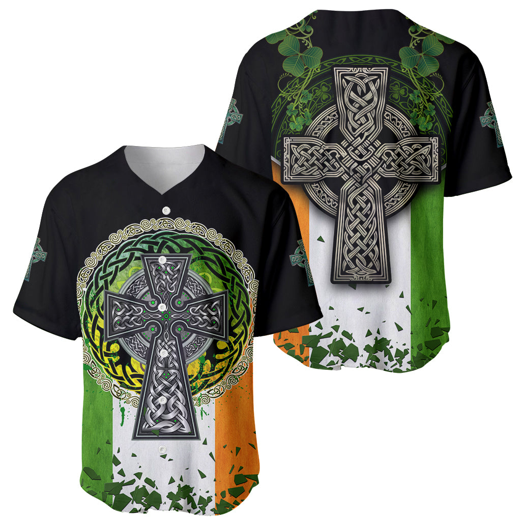 Irish Cross Mix With Shamrock Floral And Flag Baseball Jersey - Wonder Print Shop