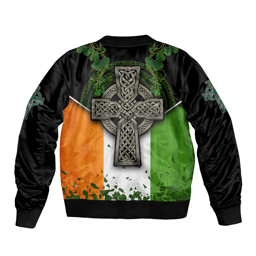 Irish Cross Mix With Shamrock Floral And Flag Bomber Jacket - Wonder Print Shop
