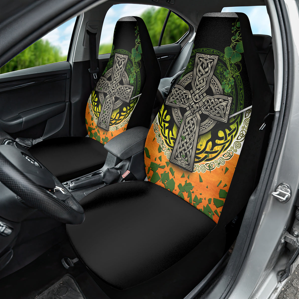 Irish Cross Mix With Shamrock Floral And Flag Car Seat Cover - Wonder Print Shop