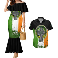 Irish Cross Mix With Shamrock Floral And Flag Couples Matching Mermaid Dress and Hawaiian Shirt - Wonder Print Shop