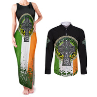 Irish Cross Mix With Shamrock Floral And Flag Couples Matching Tank Maxi Dress and Long Sleeve Button Shirt - Wonder Print Shop