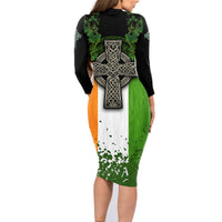 Irish Cross Mix With Shamrock Floral And Flag Family Matching Long Sleeve Bodycon Dress and Hawaiian Shirt - Wonder Print Shop
