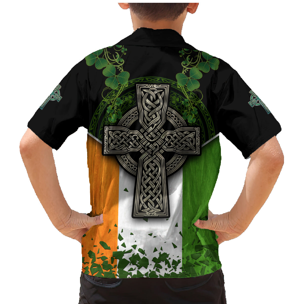 Irish Cross Mix With Shamrock Floral And Flag Family Matching Mermaid Dress and Hawaiian Shirt - Wonder Print Shop