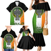 Irish Cross Mix With Shamrock Floral And Flag Family Matching Mermaid Dress and Hawaiian Shirt - Wonder Print Shop