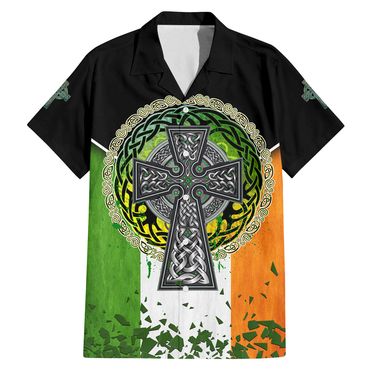 Irish Cross Mix With Shamrock Floral And Flag Family Matching Mermaid Dress and Hawaiian Shirt - Wonder Print Shop