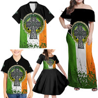 Irish Cross Mix With Shamrock Floral And Flag Family Matching Off Shoulder Maxi Dress and Hawaiian Shirt - Wonder Print Shop