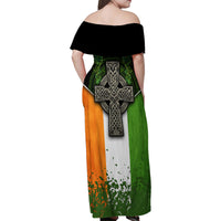 Irish Cross Mix With Shamrock Floral And Flag Family Matching Off Shoulder Maxi Dress and Hawaiian Shirt - Wonder Print Shop