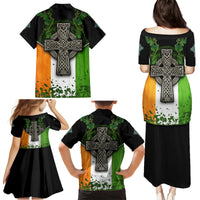 Irish Cross Mix With Shamrock Floral And Flag Family Matching Puletasi and Hawaiian Shirt - Wonder Print Shop