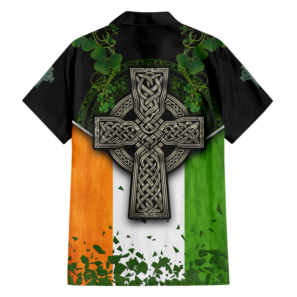 Irish Cross Mix With Shamrock Floral And Flag Family Matching Short Sleeve Bodycon Dress and Hawaiian Shirt - Wonder Print Shop