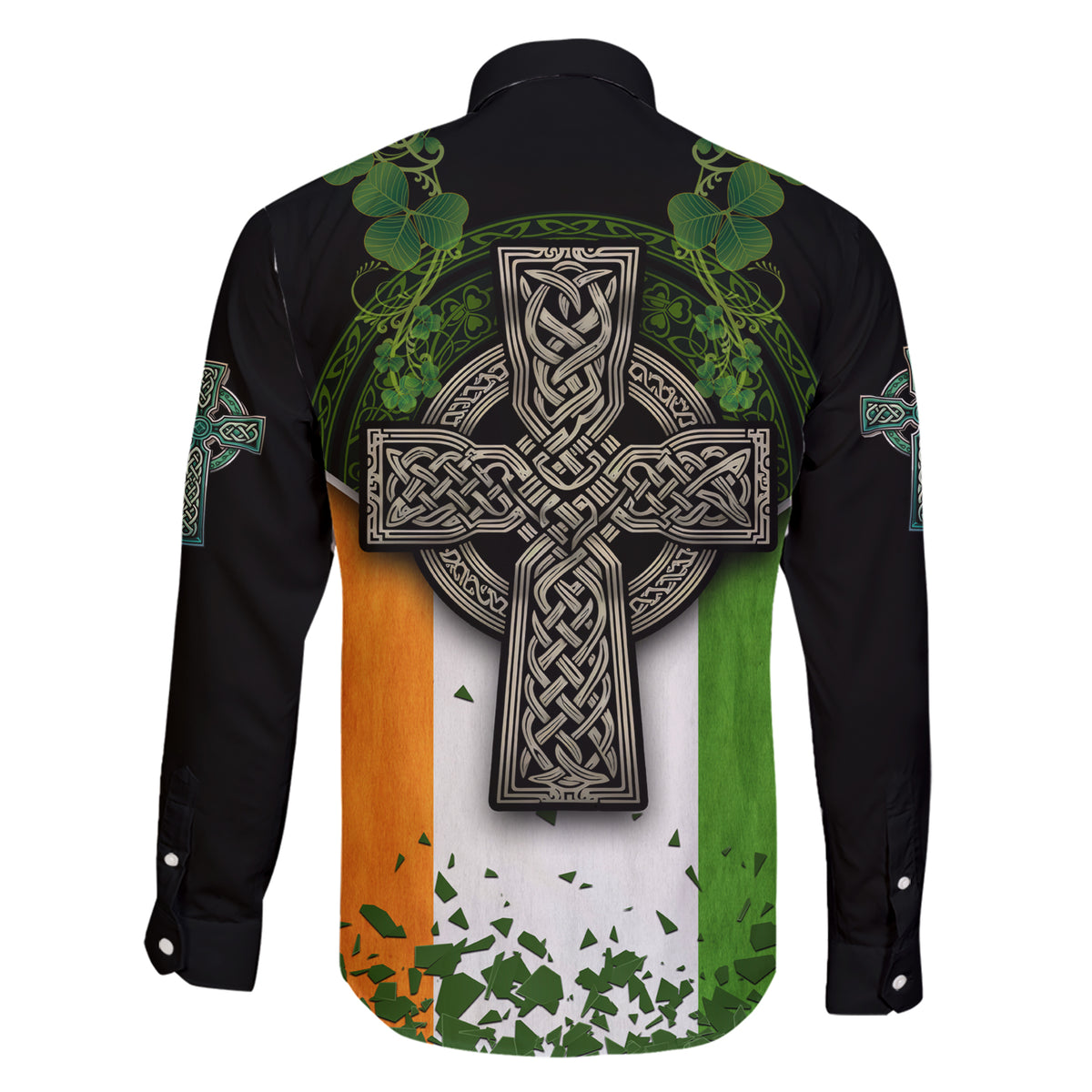 Irish Cross Mix With Shamrock Floral And Flag Family Matching Short Sleeve Bodycon Dress and Hawaiian Shirt - Wonder Print Shop