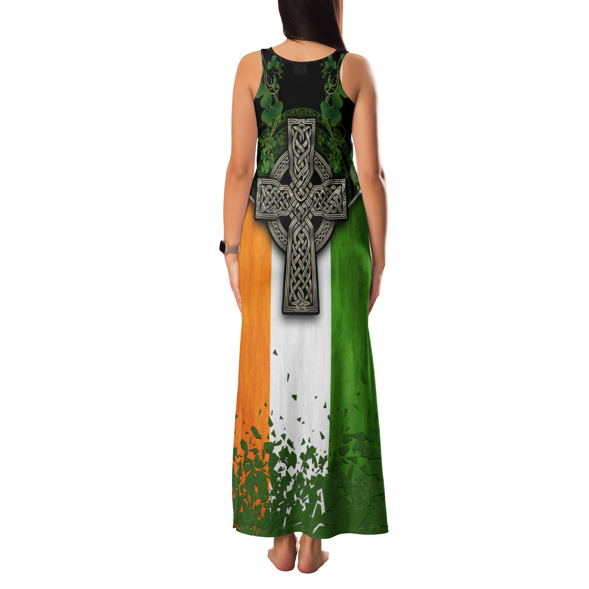 Irish Cross Mix With Shamrock Floral And Flag Family Matching Tank Maxi Dress and Hawaiian Shirt - Wonder Print Shop