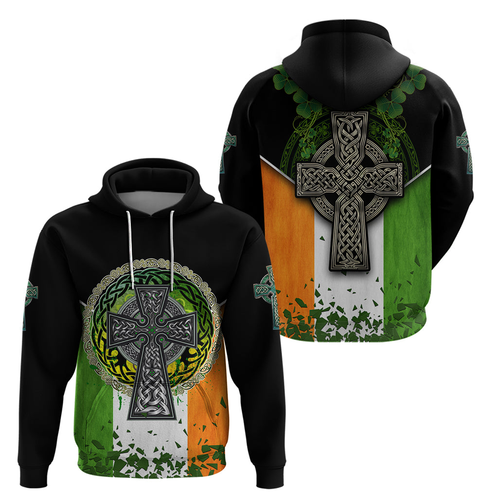 Irish Cross Mix With Shamrock Floral And Flag Hoodie - Wonder Print Shop