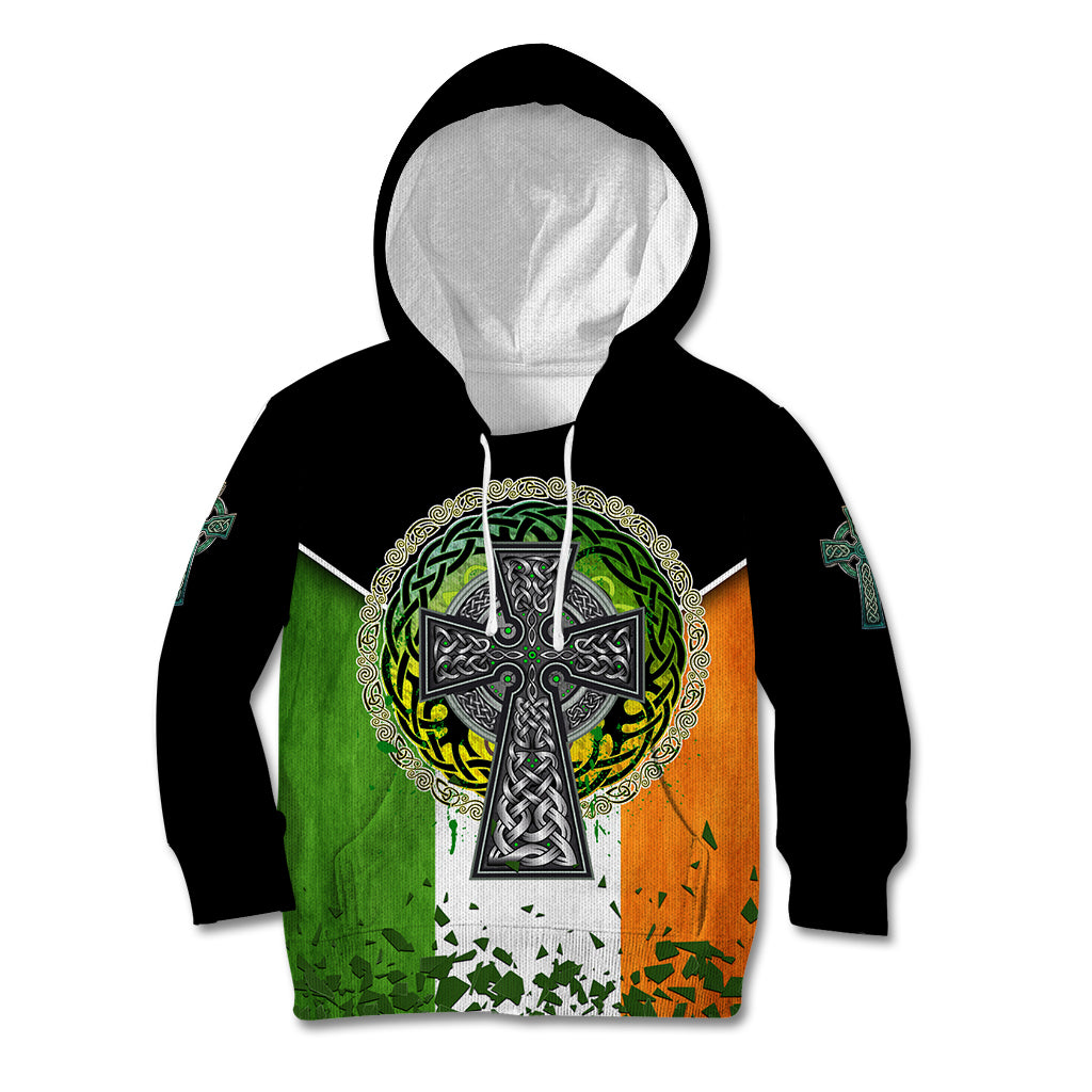 Irish Cross Mix With Shamrock Floral And Flag Kid Hoodie - Wonder Print Shop