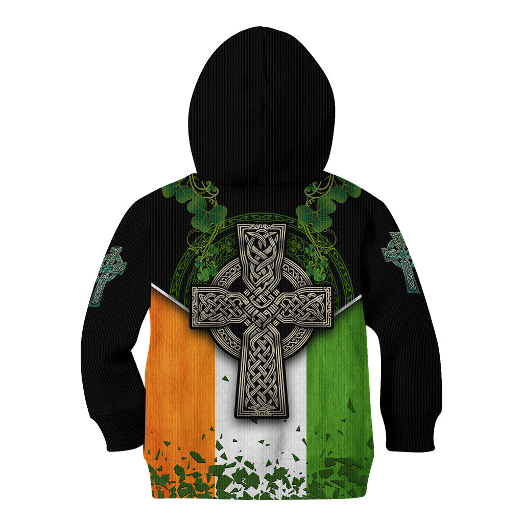 Irish Cross Mix With Shamrock Floral And Flag Kid Hoodie - Wonder Print Shop