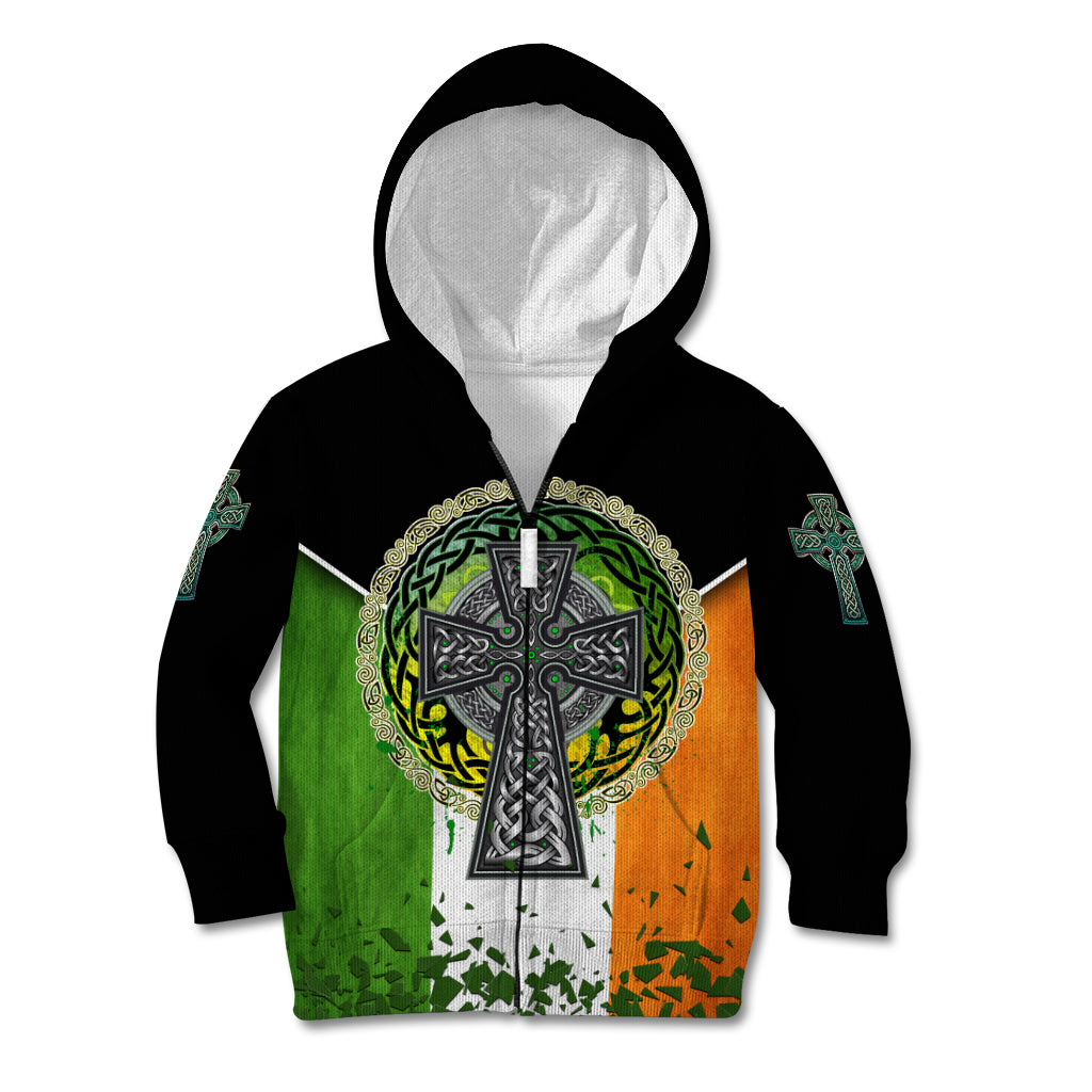 Irish Cross Mix With Shamrock Floral And Flag Kid Hoodie - Wonder Print Shop