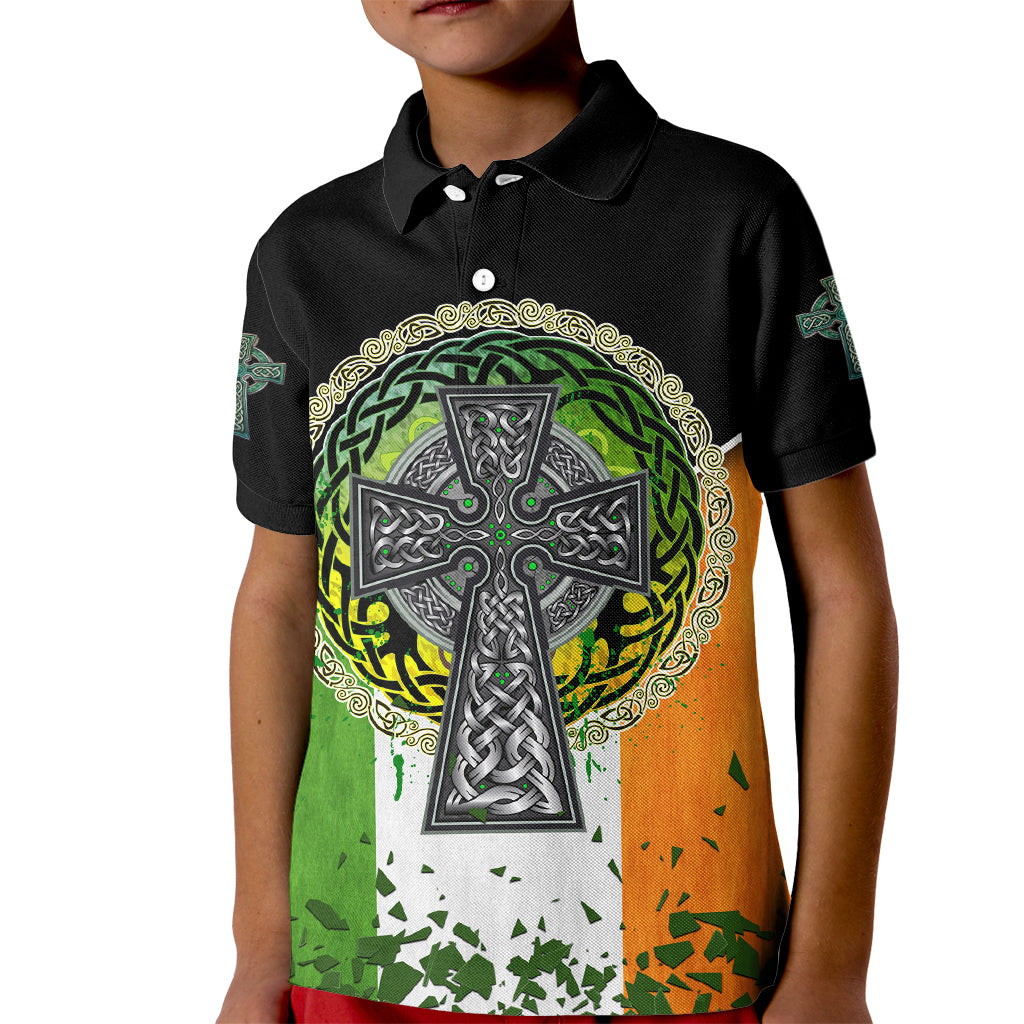 Irish Cross Mix With Shamrock Floral And Flag Kid Polo Shirt - Wonder Print Shop