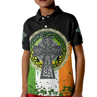 Irish Cross Mix With Shamrock Floral And Flag Kid Polo Shirt - Wonder Print Shop