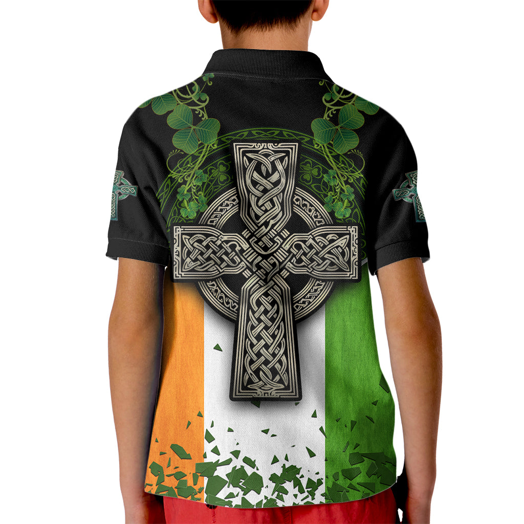 Irish Cross Mix With Shamrock Floral And Flag Kid Polo Shirt - Wonder Print Shop