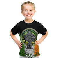 Irish Cross Mix With Shamrock Floral And Flag Kid T Shirt - Wonder Print Shop