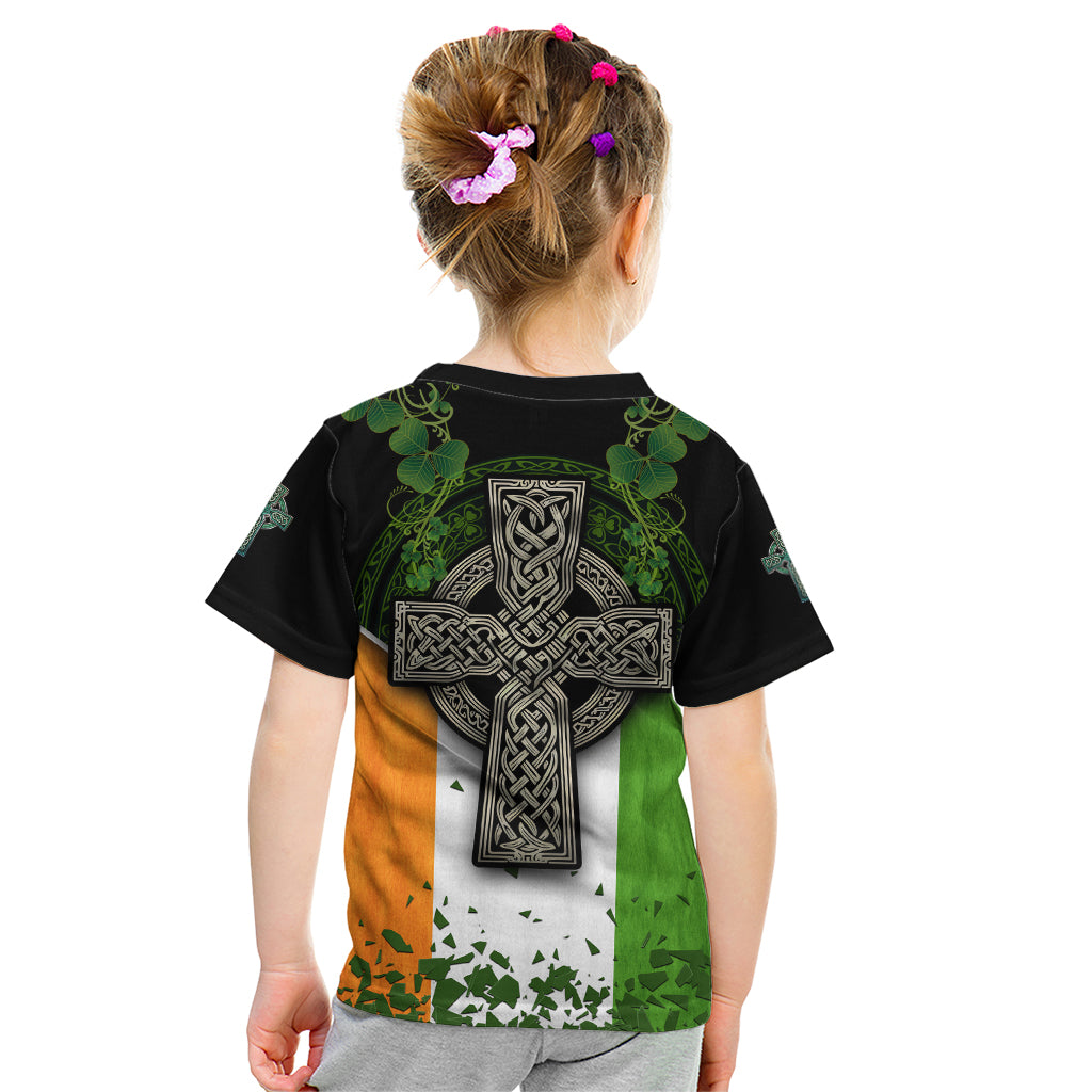 Irish Cross Mix With Shamrock Floral And Flag Kid T Shirt - Wonder Print Shop