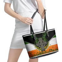 Irish Cross Mix With Shamrock Floral And Flag Leather Tote Bag - Wonder Print Shop