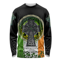 Irish Cross Mix With Shamrock Floral And Flag Long Sleeve Shirt - Wonder Print Shop
