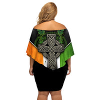 Irish Cross Mix With Shamrock Floral And Flag Off Shoulder Short Dress - Wonder Print Shop