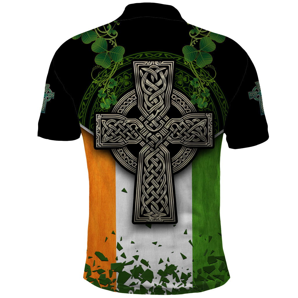 Irish Cross Mix With Shamrock Floral And Flag Polo Shirt - Wonder Print Shop