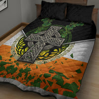 Irish Cross Mix With Shamrock Floral And Flag Quilt Bed Set - Wonder Print Shop