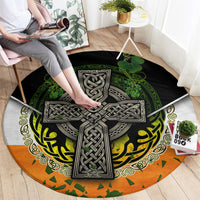 Irish Cross Mix With Shamrock Floral And Flag Round Carpet